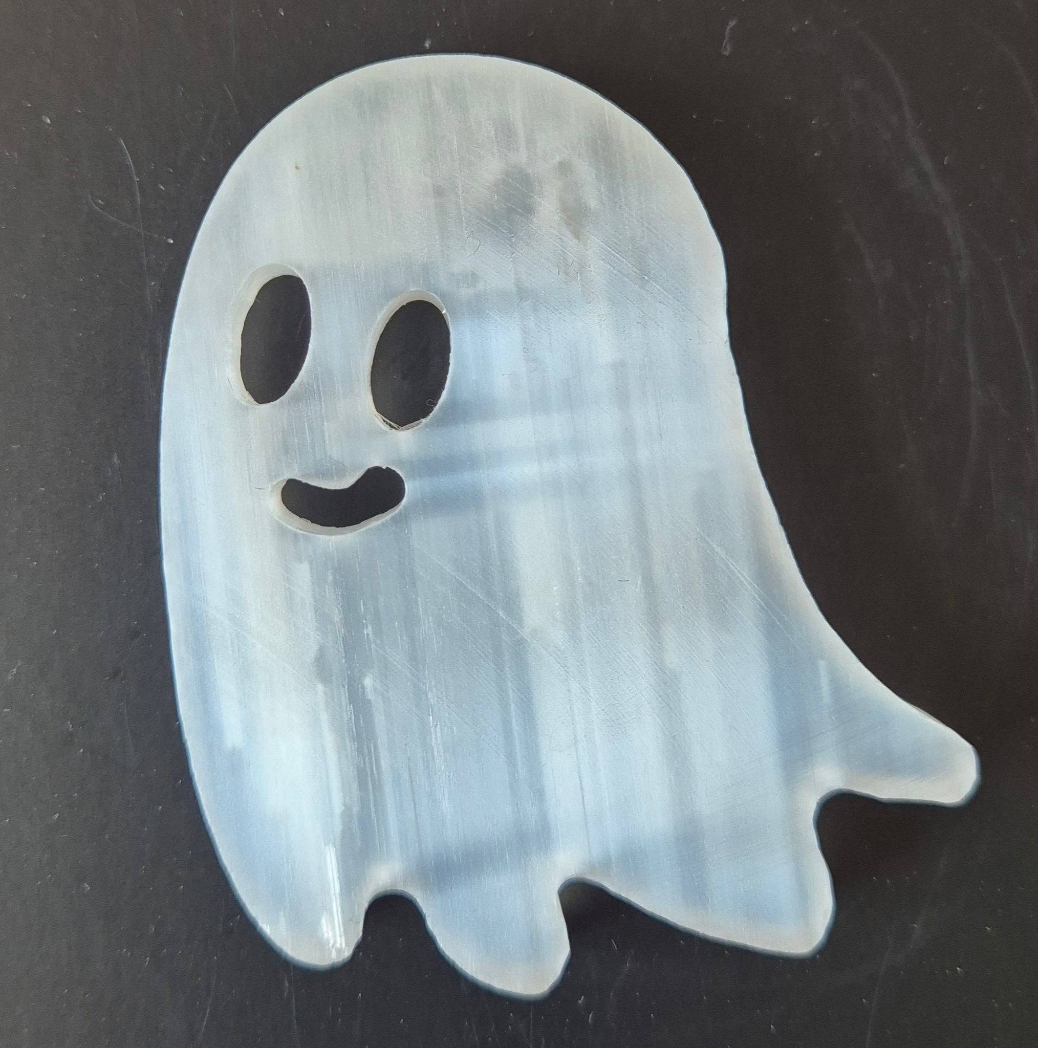 Selenite Crystal Carving Flat Ghost 75mm