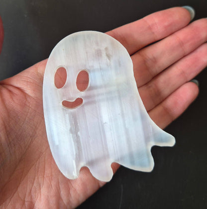 Selenite Crystal Carving Flat Ghost 75mm